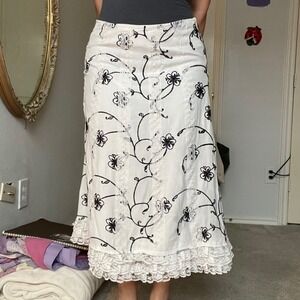 Vintage 90s Whimsy Fairy Ruffle Maxi Skirt